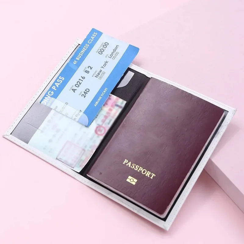 Women Fashion Pink Marble Pattern Travel Passport Cover Holder Bag Credit Cases Thin Ticket Protective Essentials Accessories