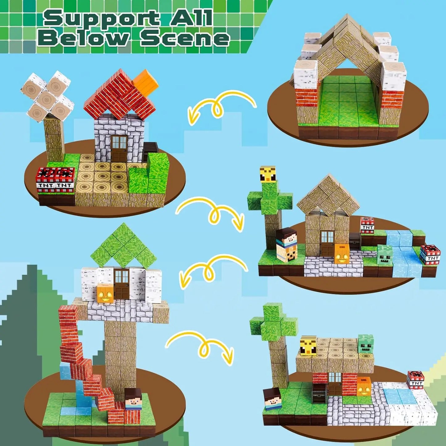New 192PCS Magnetic Building Blocks Mine Magnet World Set Toys STEM Montessori Stacking Cubes Construction Set Christmas Gift